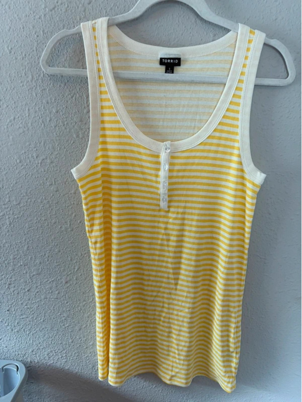 Torrid yellow/white striped henley tank size 1